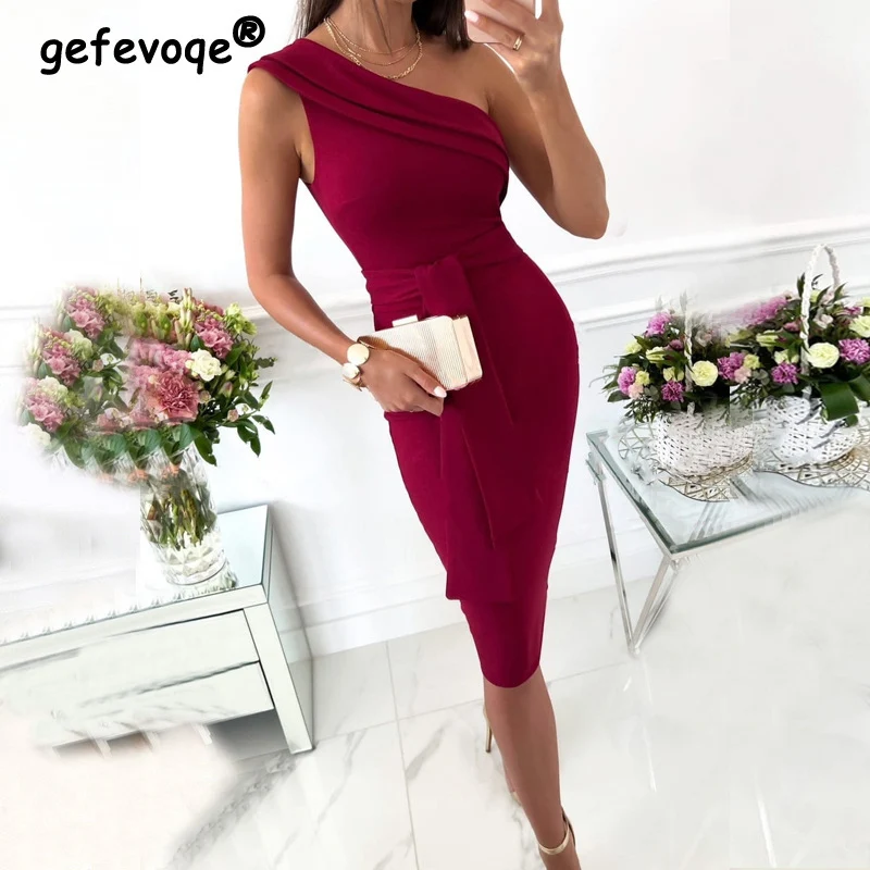 

Женское однотонное облегающее платье миди без рукавов, с открытыми плечами и открытой спиной