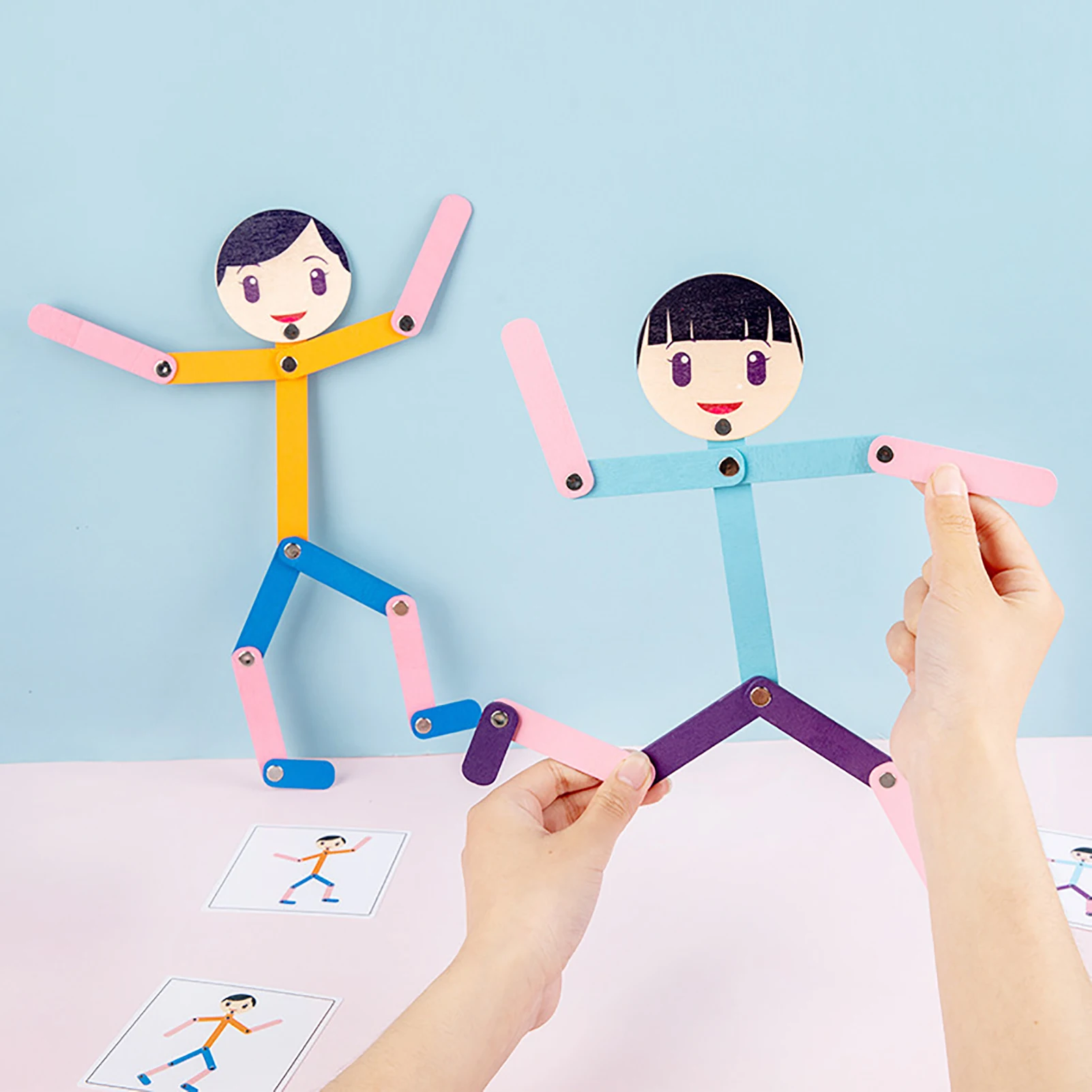 

Educational Game Toy Wood Doll Creativity Toy Educational Game Toy For Children Boys Girls Flexible Joints Wood Character Set