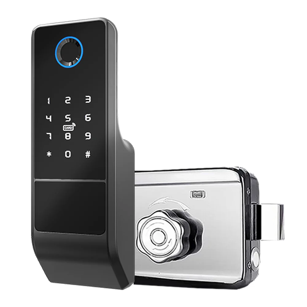 

WIFI Tuya Smart Door Lock 100 Fingerprint RFID Card Unlock Aluminum Alloy Integrated Lock For Flat
