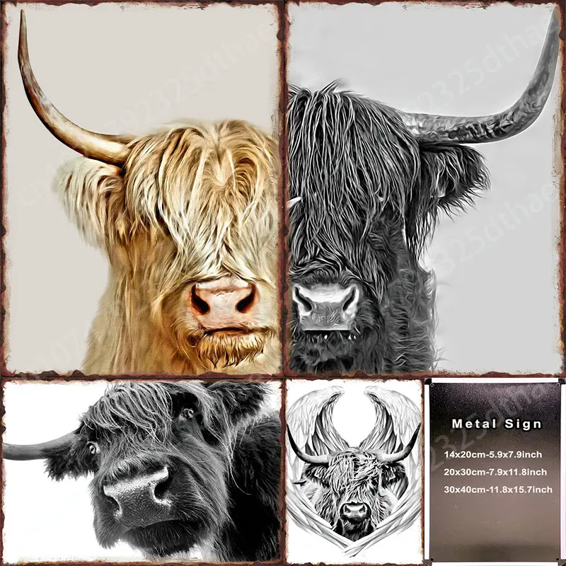 

Metal Tin Sign Wall Decor Cow Posters Vintage Retro Plaques for Farm House Shop Garage Panting Pictures Art Wall Decoration
