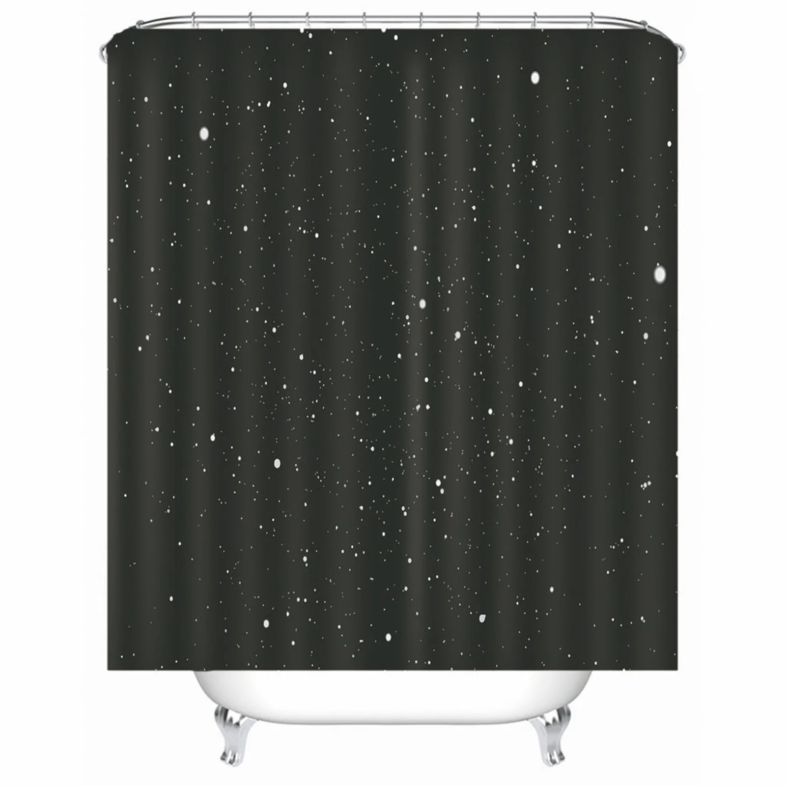 

Shower Curtain No Hooks Polyester White Dots Black Mold & Mildew Resistant Waterproofwith Rustproof Grommets Hooks