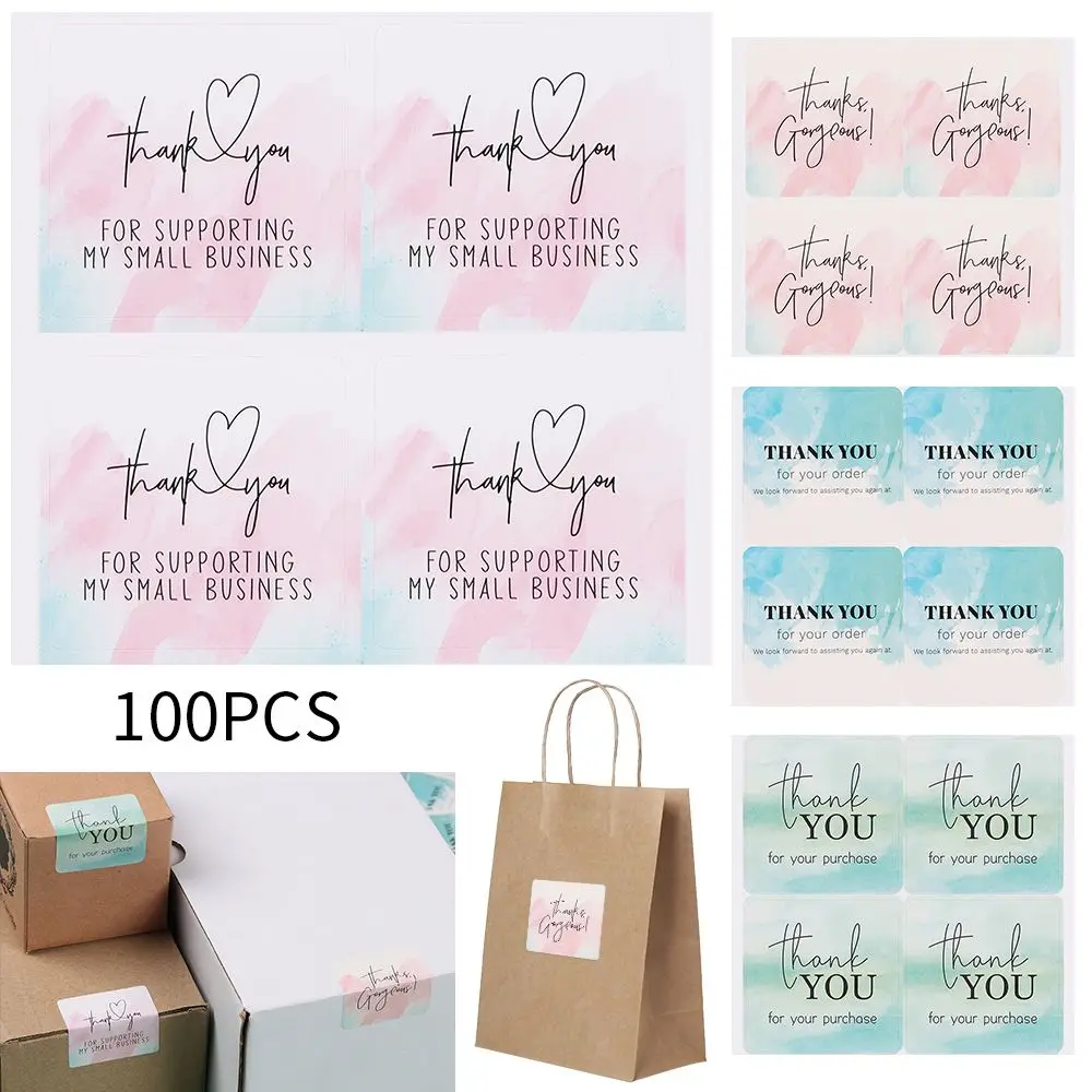 

Watercolor Pink Blue Package Decoration Gorgeous For Supporting My Small Business Sealing Labels Thank You Stickers