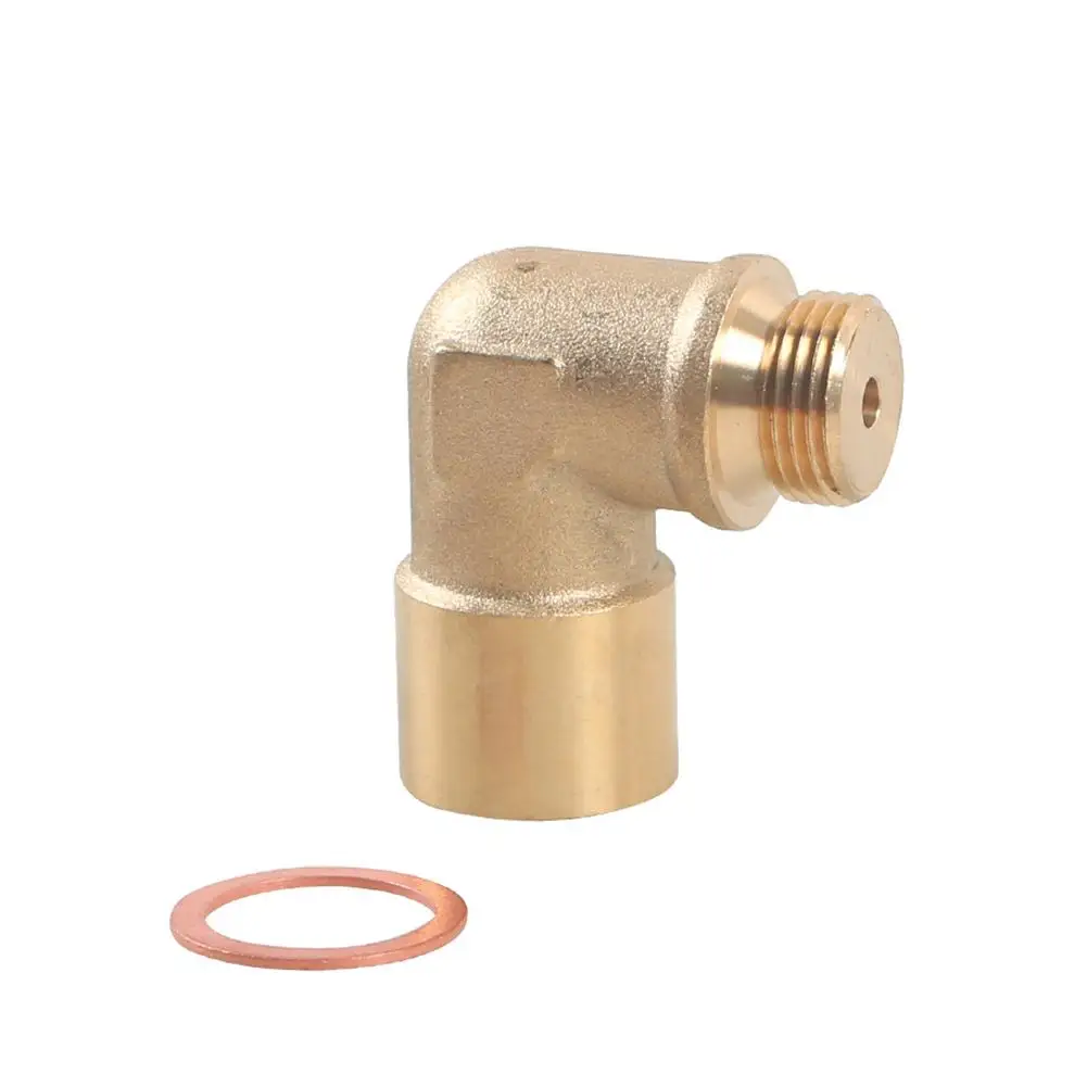 

1pc Copper Car Modification Parts Oxygen Adaptor Connector M18*1.5 Connector Angle Extender 90 Degrees Gold