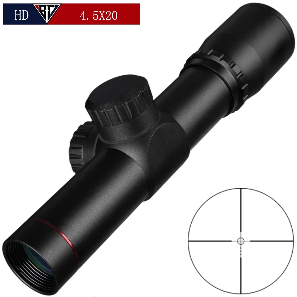 

4.5x20 Compact Hunting Rifle Scope Tactical Optical Sight P4 Reticle Riflescope With Flip-open Lens Caps and Rings