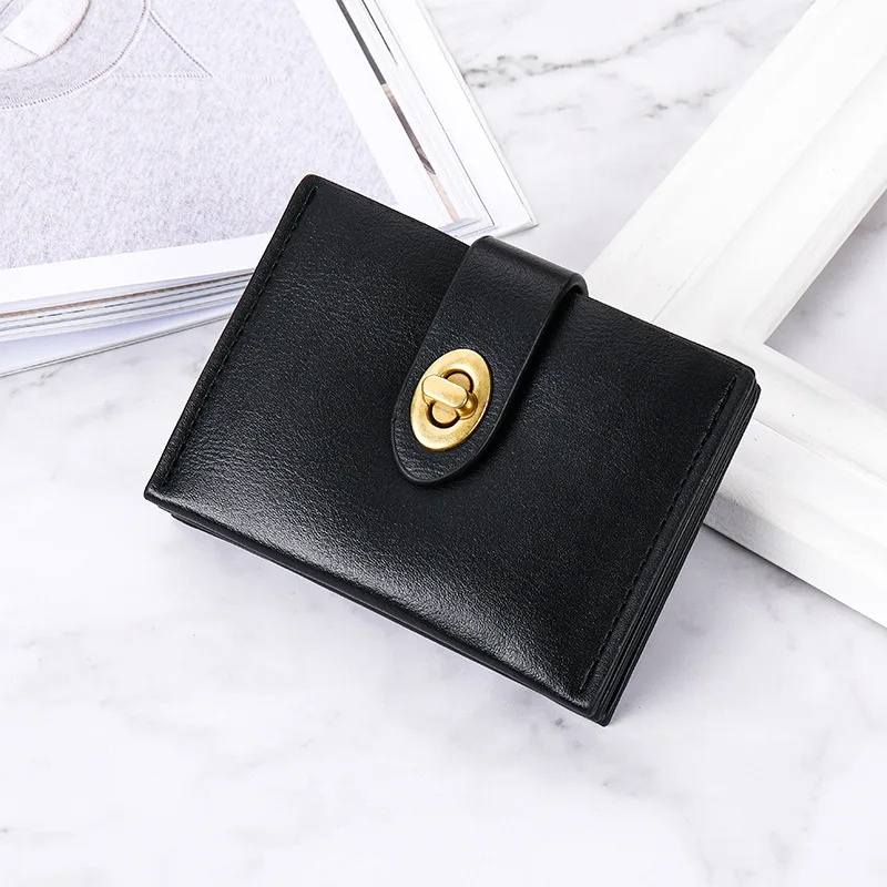 Short Solid PU Leather Women's Wallet Simple and Thin Student Multi Card Slot Bank Card Coin Storage Clip Purse