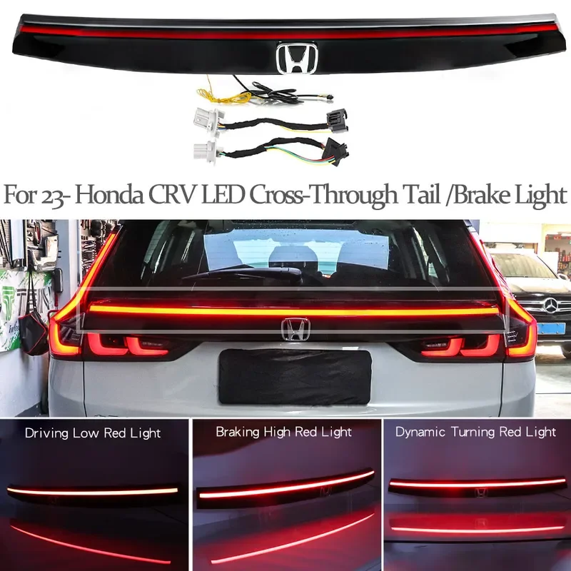 

Для Honda CR-V через светодиодные задние фонари, предупреждение о функции заднего бампера, стоп-сигналы, аксессуары для модификации кузова 2023 2024