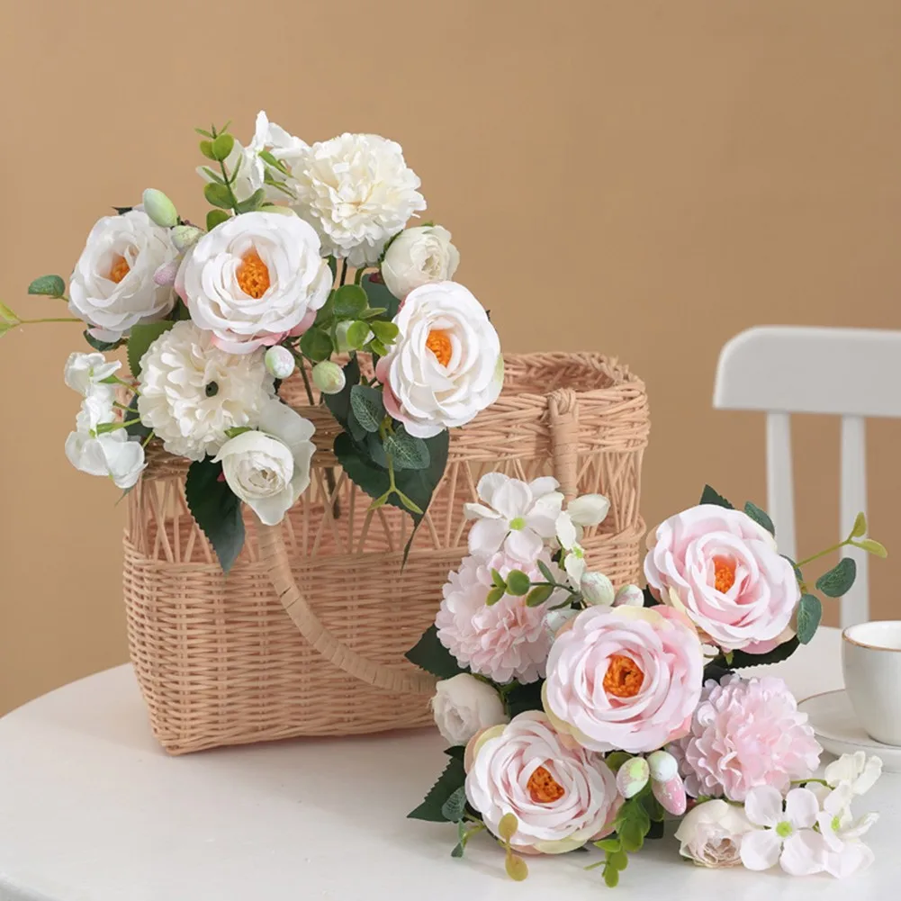 Silk Peony Artificial Fake Flowers Bunch Bouquet Multi-colors Gift For Friends Home Wedding Party Garden Decorations