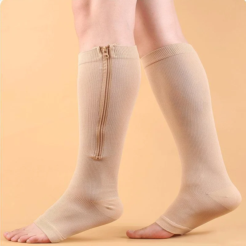 

New Zipper Compression Socks Fat Burning Sport Socks Running Women's Slim Sleeping Beauty Legs Varicose Vein Prevention Socks