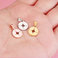 stainless steel cutting hollow compass pendant charms for diy making necklace keychains hollow compass with buckle jewelry