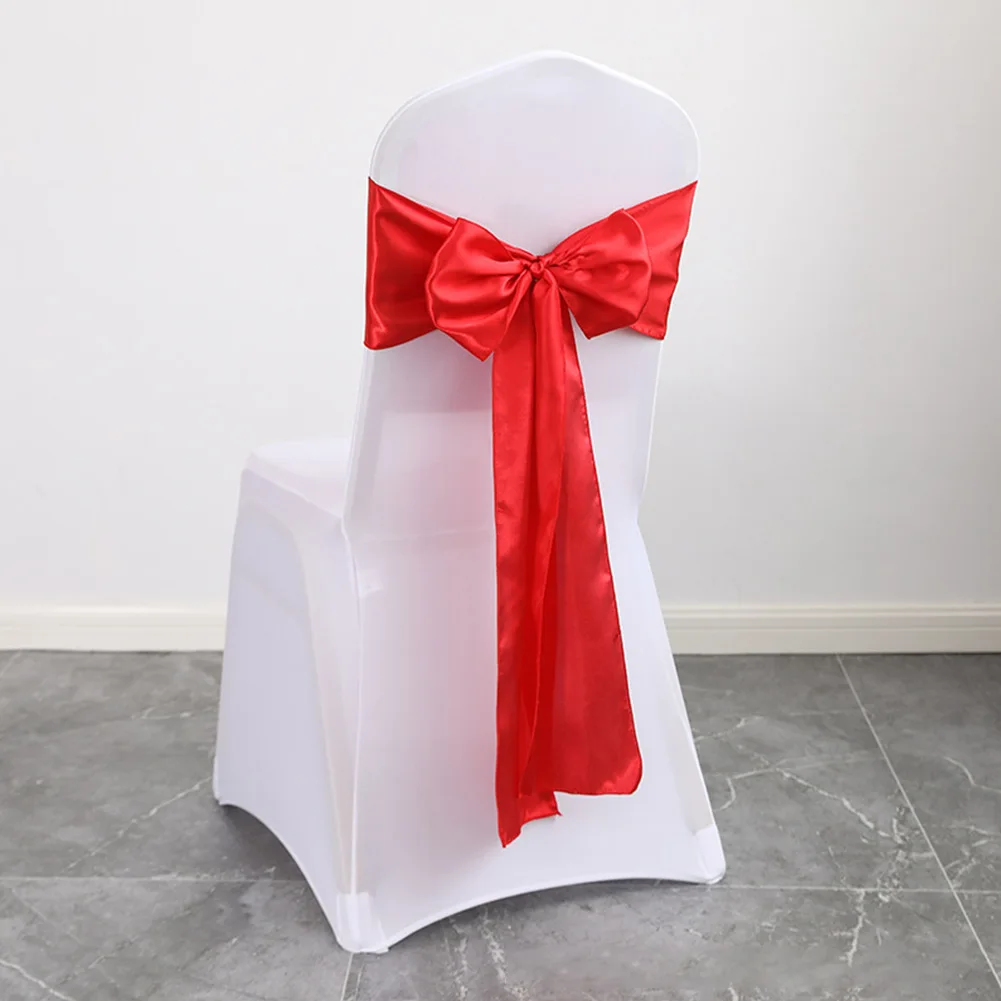 

10pcs Wedding Satin Chair Bow Sashes Wedding Party Chair Knots Ribbon Bow For Party Event Hotel Banquet Home Decoration