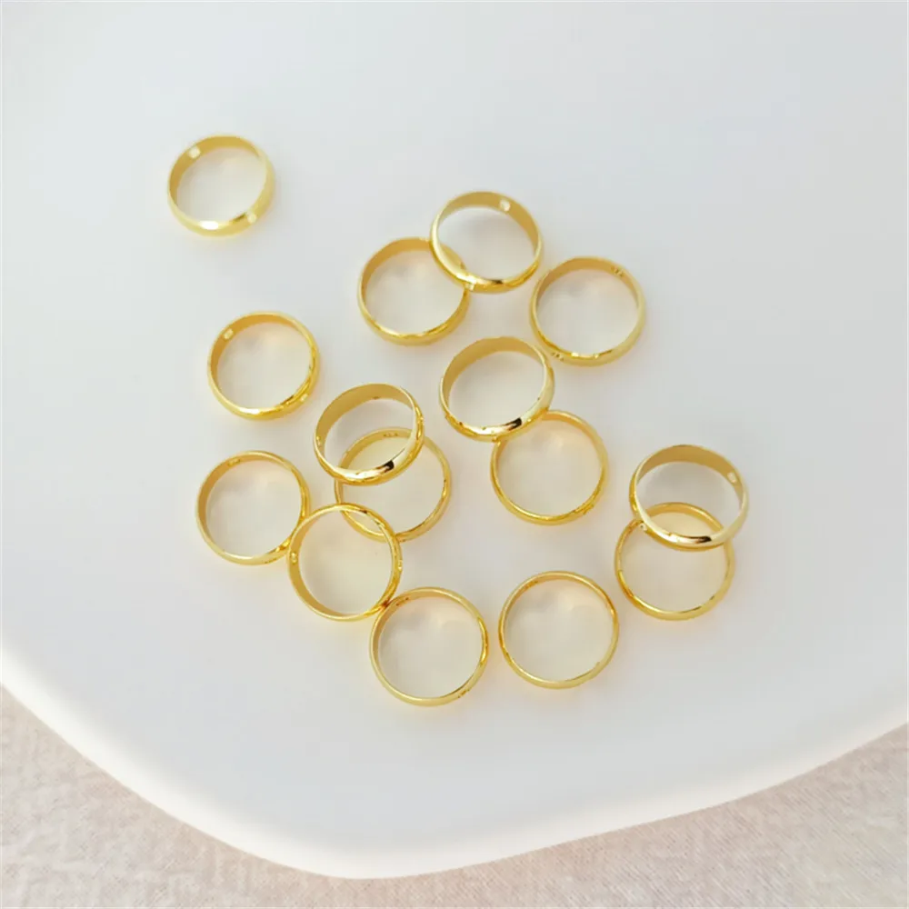 

18 karat gold overlay bead ring beading round straight hole wrapped bead ring spacer bead ring DIY jewelry accessory material