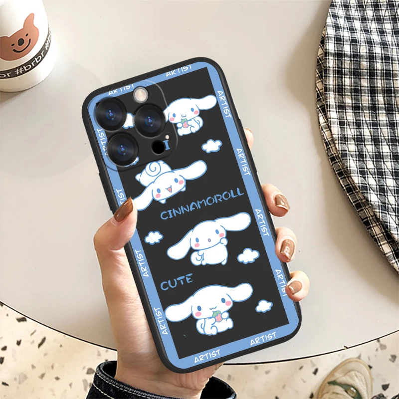 

Cinnamoroll Sanrio Cartoon Case For Apple iPhone 14 13 12 Mini 11 Pro XS MAX XR X 8 7 6S SE Plus Liquid Rope Phone Cover Core