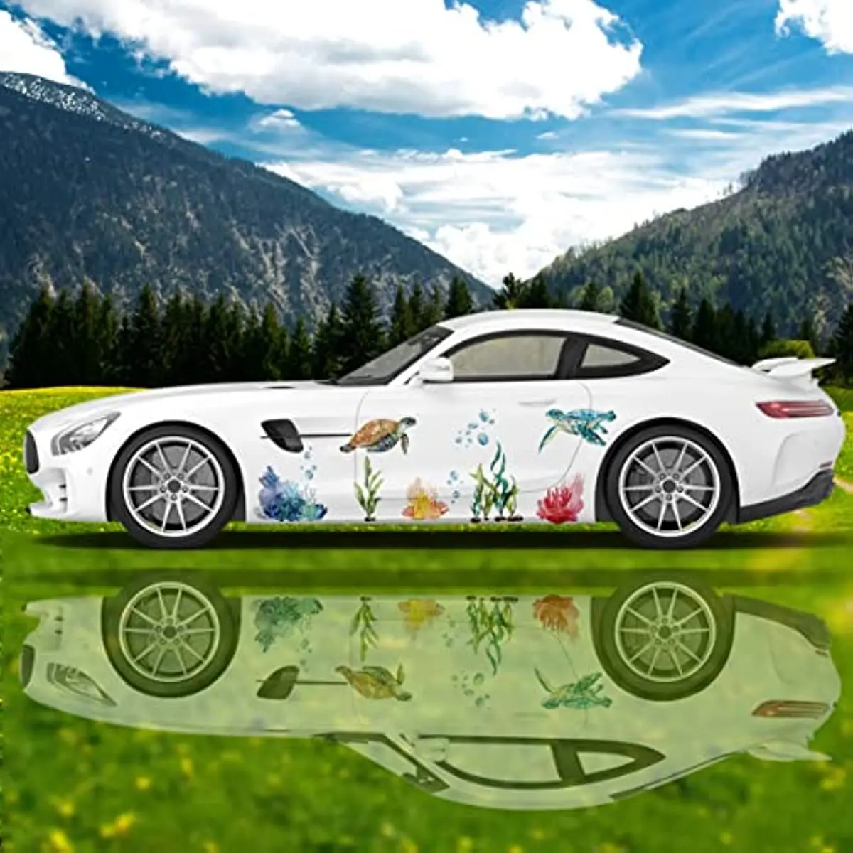 

Автомобильная наклейка морские черепахи, морские коралловые водоросли, автомобильная виниловая наклейка, универсальный размер, большая гр...