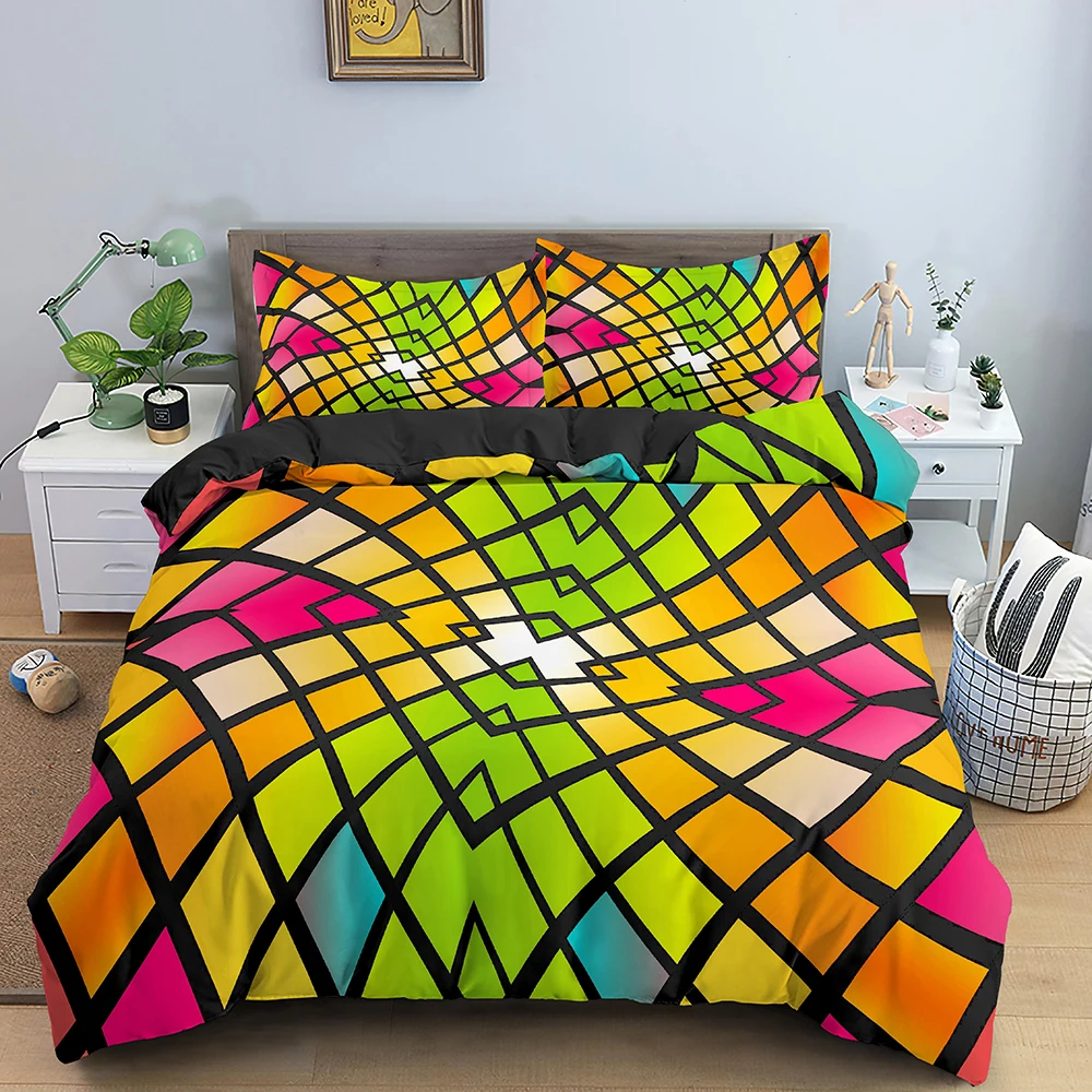 

Abstract Bedding Set 2/3Pcs 3D Printed Psychedelic Duvet Cover optical illusion Bed Set King Luxury Comforter Quilt Cover