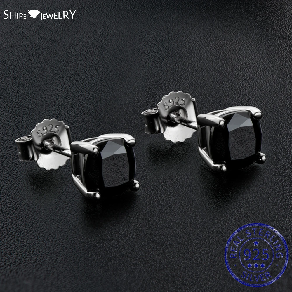 

Shipei 100% 925 Sterling Silver VVS 1CT Real Moissanite Diamonds Gemstone Punk Unisex Basic Ear Studs Earrings Jewelry With GRA