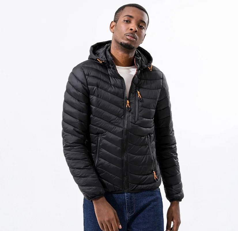 

New Lightweight Padded Jacket Men's Warm Padded Jacket Removable Hood Padded Jacket