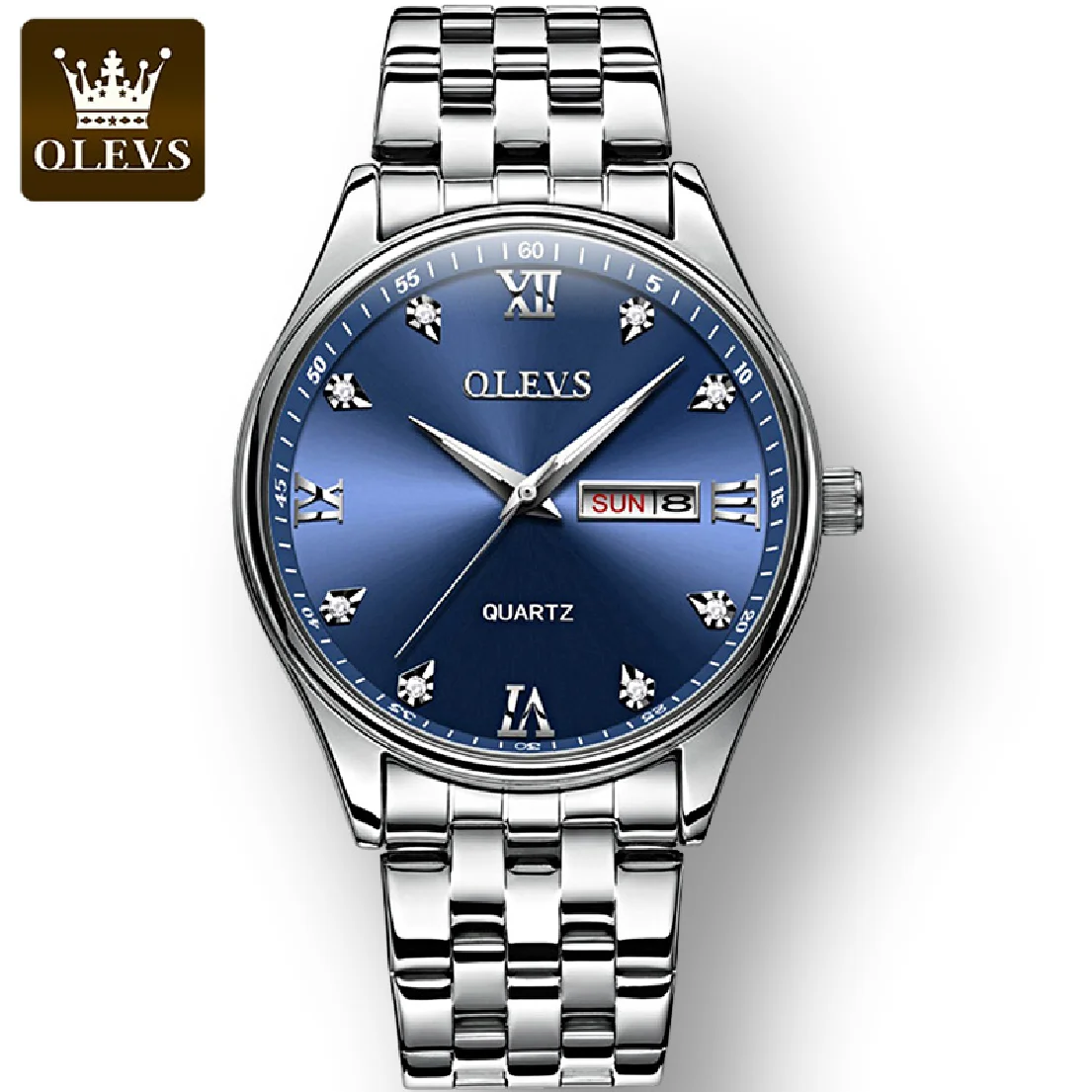

OLEVS Stainless Steel Strap Fashion Men Wristwatches Waterproof Great Quality Quartz Watches for Men Calendar Week Display