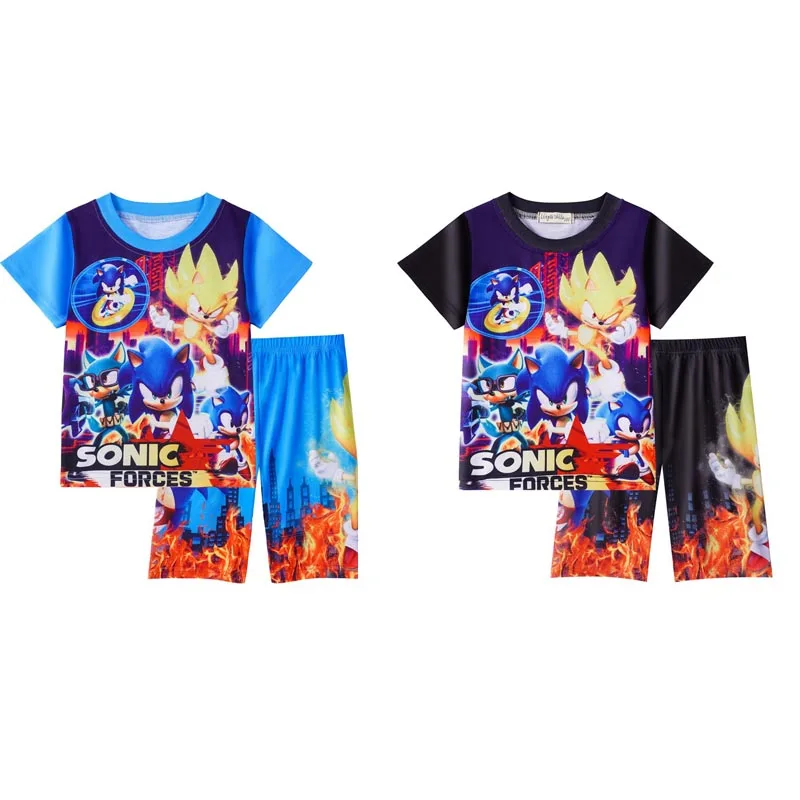 

Hedgehog New Sonicer The Hedgehog Children's Game Character Set Costume Halloween Cosplay Theme Party Cosplay Suit Short Sleeve