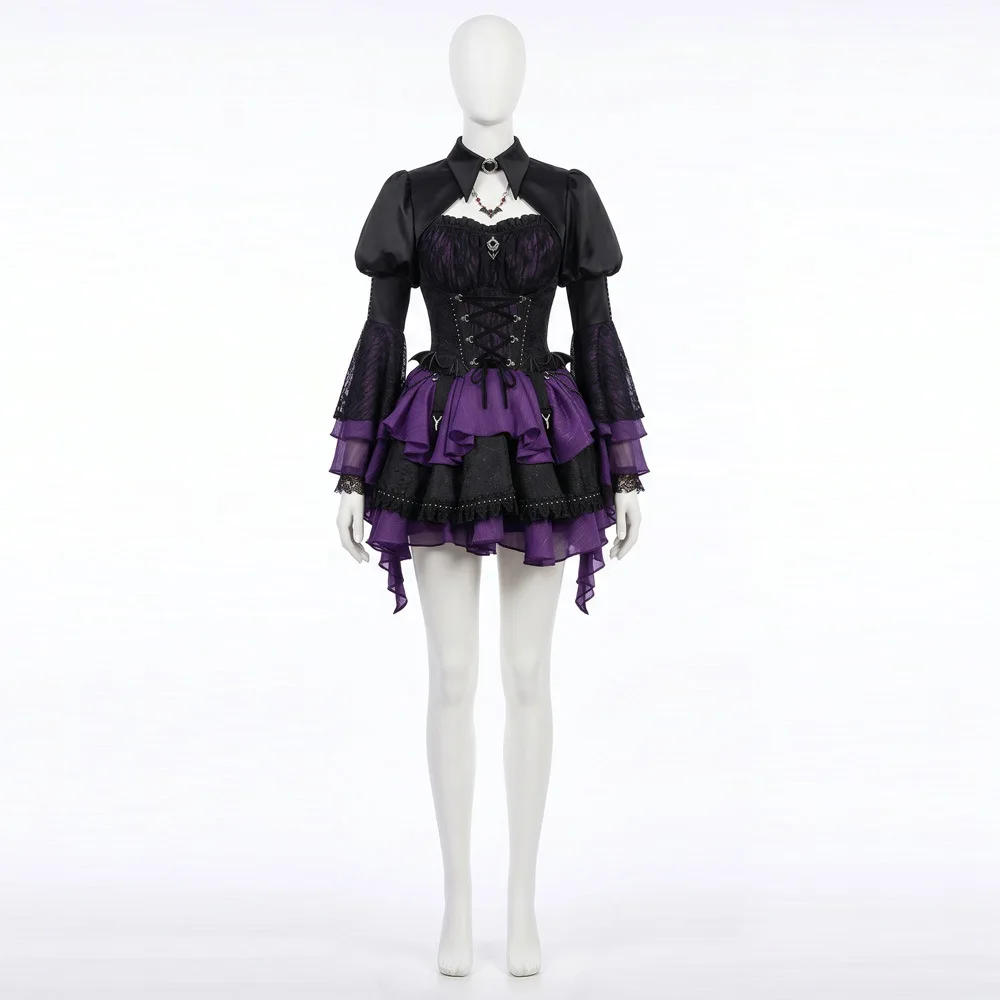 Фото Костюм косплей в стиле Monster High, Фрэнки Штейн платье в клетку панк / Элиссабат готическое платье вампира, костюм на Хэллоуин для женщин, в стиле Дракулаура №2