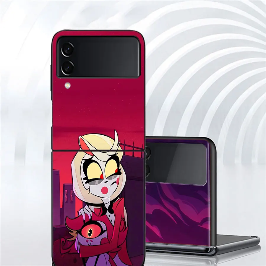 H-Hazbin Angel Dust Hotel Phone для Samsung Galaxy Z Flip 5 4 3 5G Чехол чехол 6 Черные чехлы Shell PC Fundas Sho