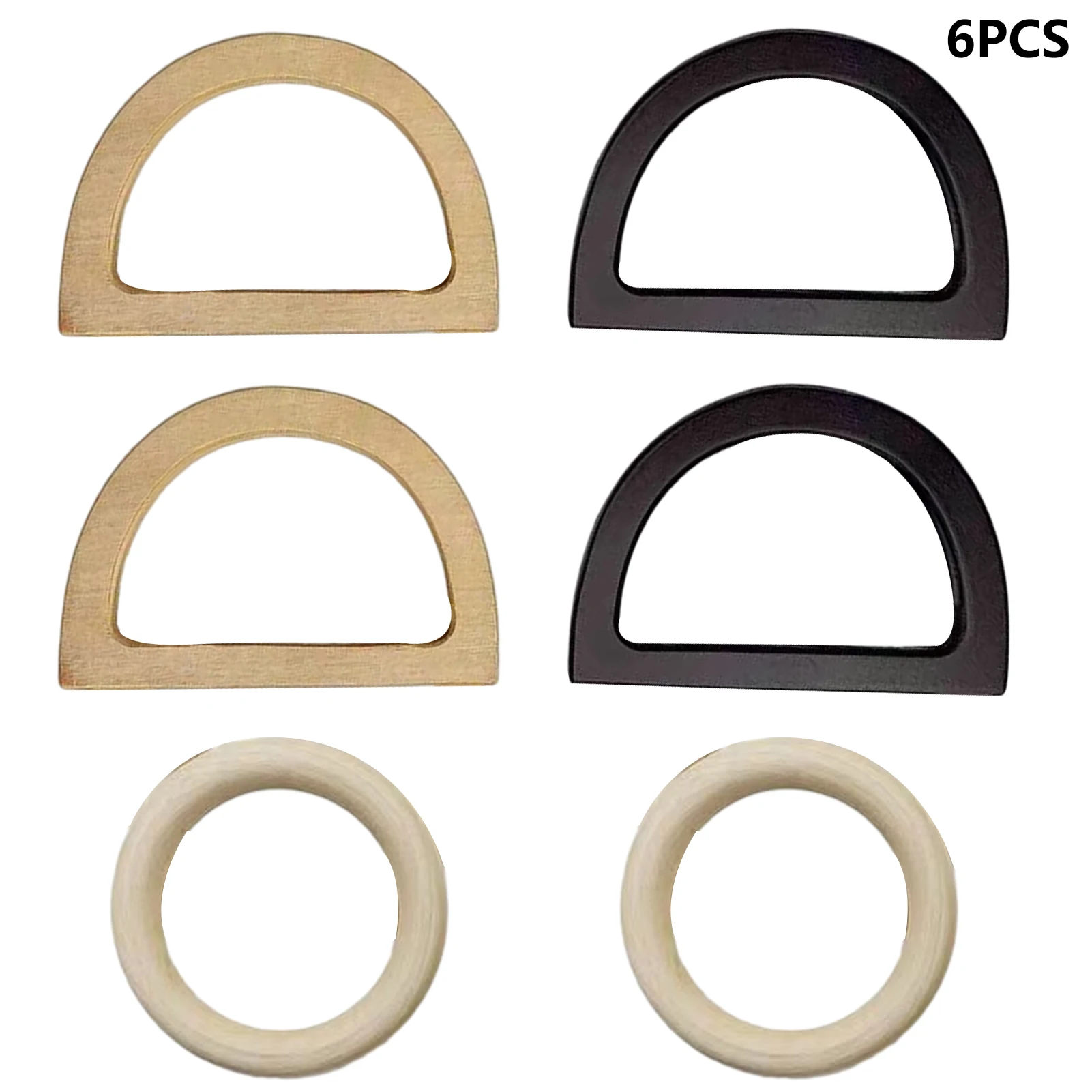 

6pcs D Shape Bag Handle Universal Nature Handbag Purse DIY Accessories Practical Fashion Ergonomic Round Ring Replacement Part