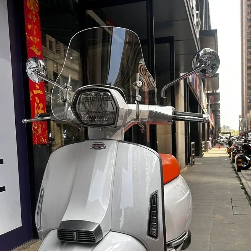 Ветровое стекло для мотоцикла Lambretta G350, акриловые ветрозащитные дефлекторы, толщина 4,2 мм, серебристый кронштейн, аксессуары (art.: 3920da37fb3dd) - 3920da37fb3dd