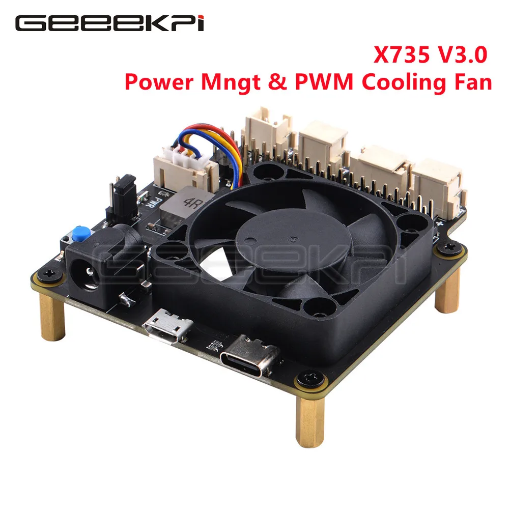 

GeeekPi Raspberry Pi X735 V3.0 Power Management Board with PWM Fan Cooler Safe Shutdown for Raspberry Pi 4B/3B+/3B/2B
