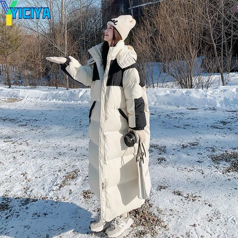 YICIYA Bomber Women Long Thicken Down Coat Brown Parkas Windbreaker Warm Winter 2022 Woman Long Sleeves Jackets Bombers Coats