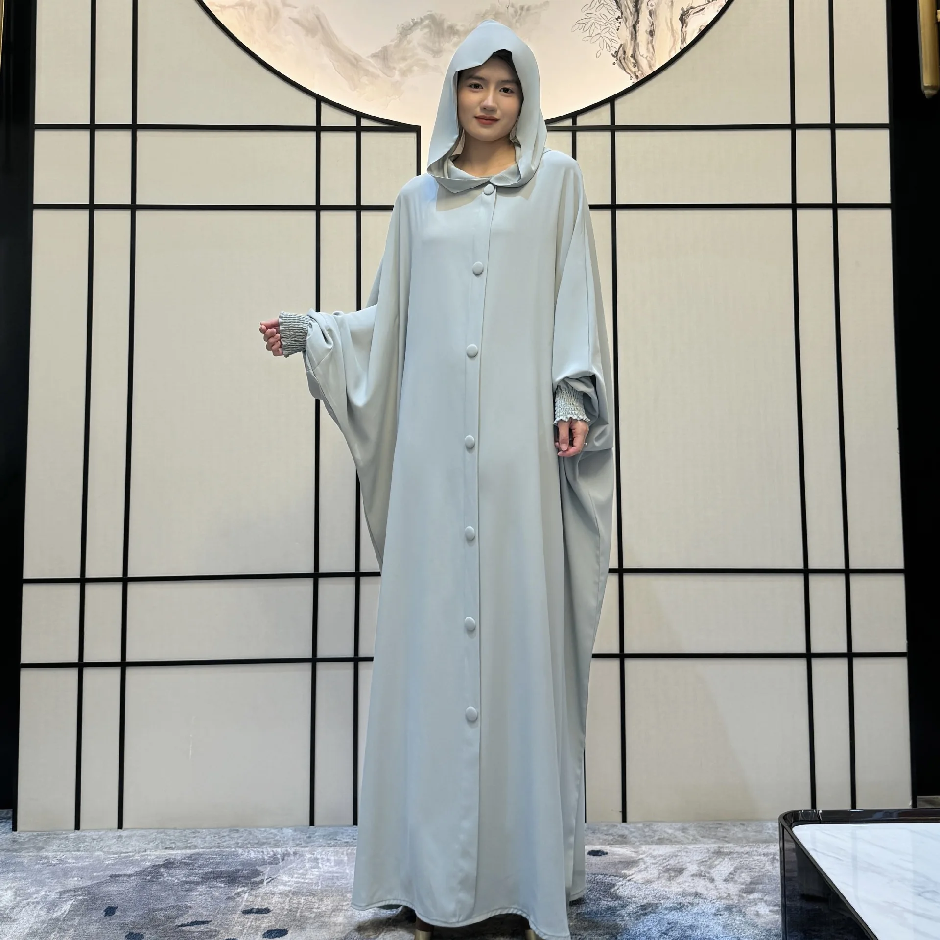 Плащ-плащ мусульманский женский халат с пряжкой однотонное мусульманское платье