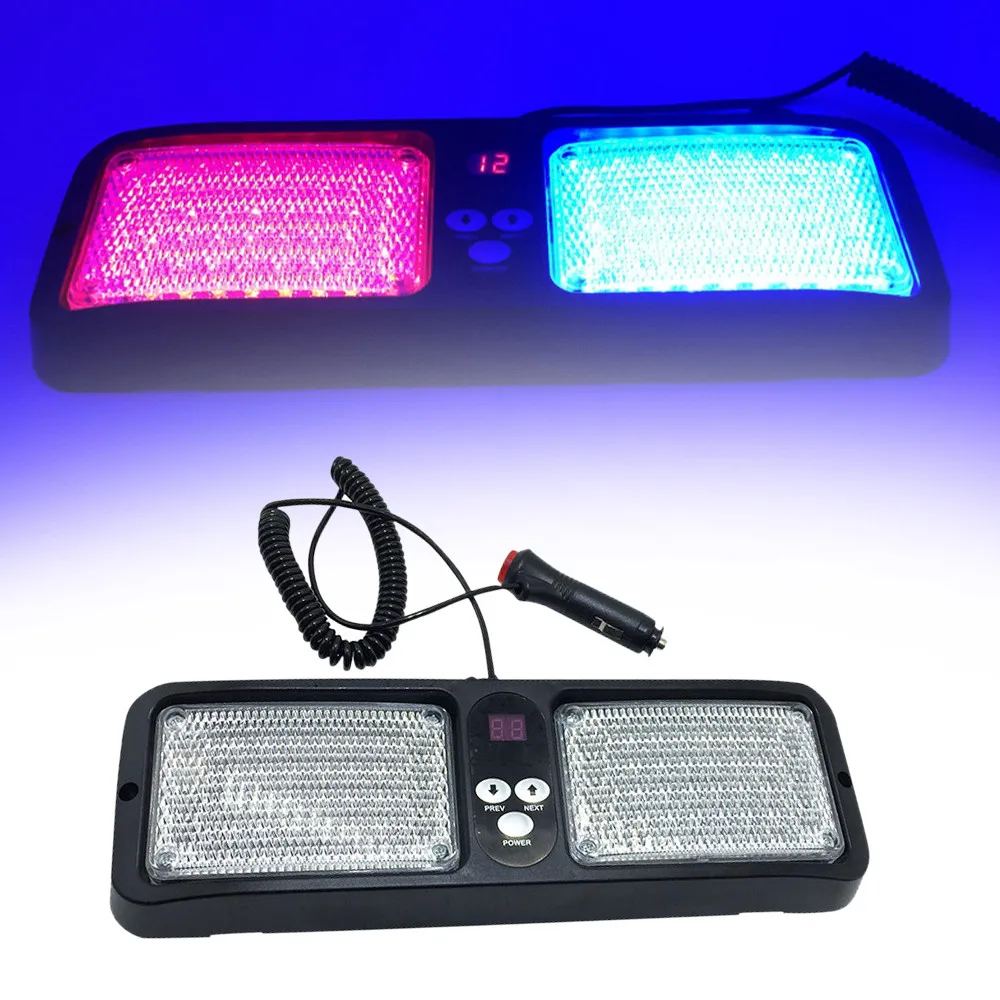 

12V Red Blue 86 LED Sun Visor Emergency Strobe Lights 12 Flash Modes Hazard Police Warning Light for Law Enforcement Vehicle