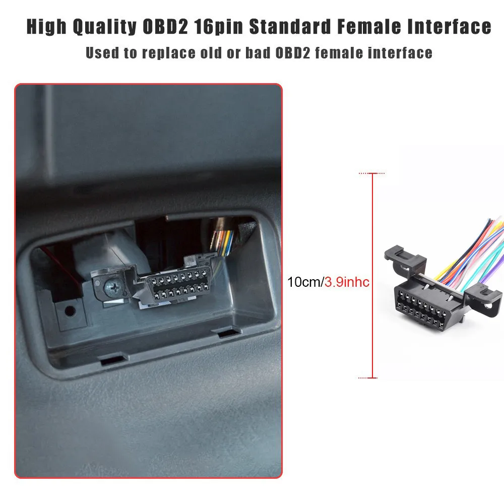 Автомобильный диагностический кабель OBD2 10 см 16 контактов