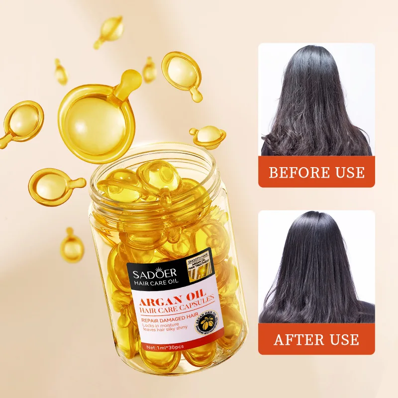 

SADOER Moroccan Nut Oil Repairing Hair Yellowness and Fury Essential Oil Hair Care Capsule hair care keratin hair treatment