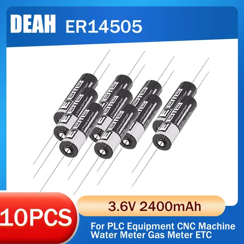

10pcs ER14505 14505 2400mAh AA 3.6V Industrial Lithium Battery For PLC Control Gas Water Meter 2A Dry Primary Batteria With Pins