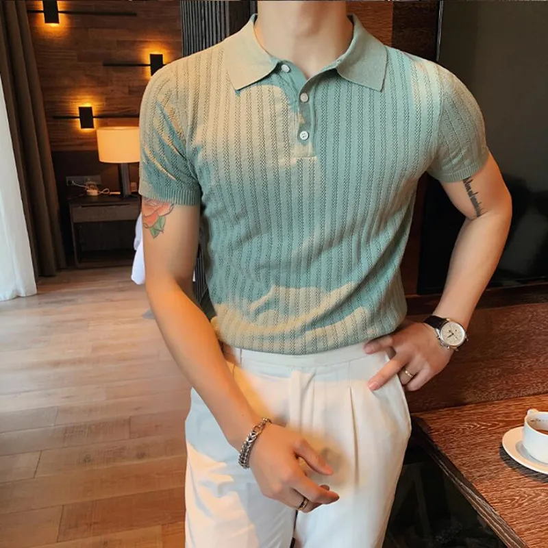 

2022 хит! Мужская приталенная рубашка из вискозы, с коротким рукавом