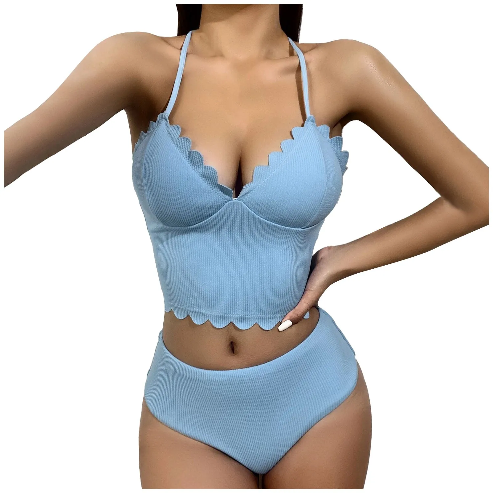 

Split swimsuit Women's Split Swimsuit Temperament Sexy High Waist girl Beach Bikini Women Beach Swimming Suit Beachwear Biquini