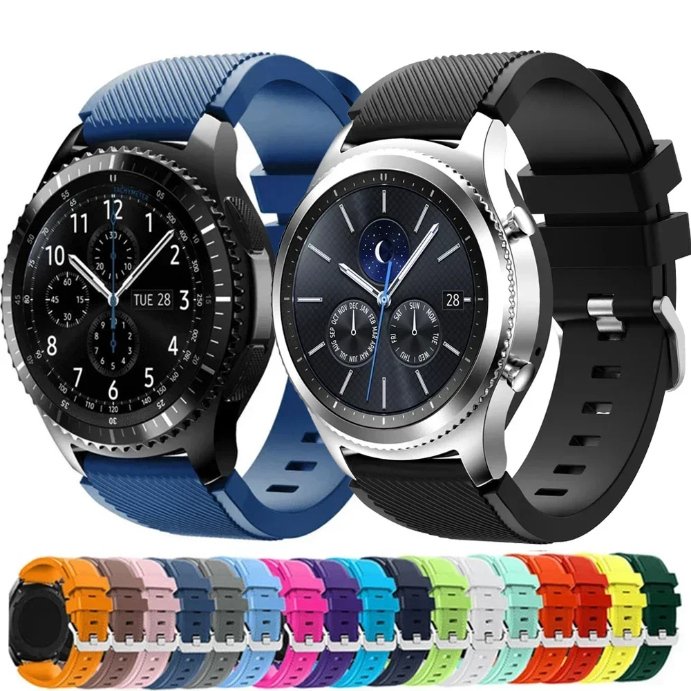 Фото Поп-ремешок 20 мм 22 мм для Samsung Galaxy Watch 5/6/4/3/46 мм/active 2/Gear S3 Frontier/Sport, силиконовый браслет Huawei GT 4/3/2/2E St №1