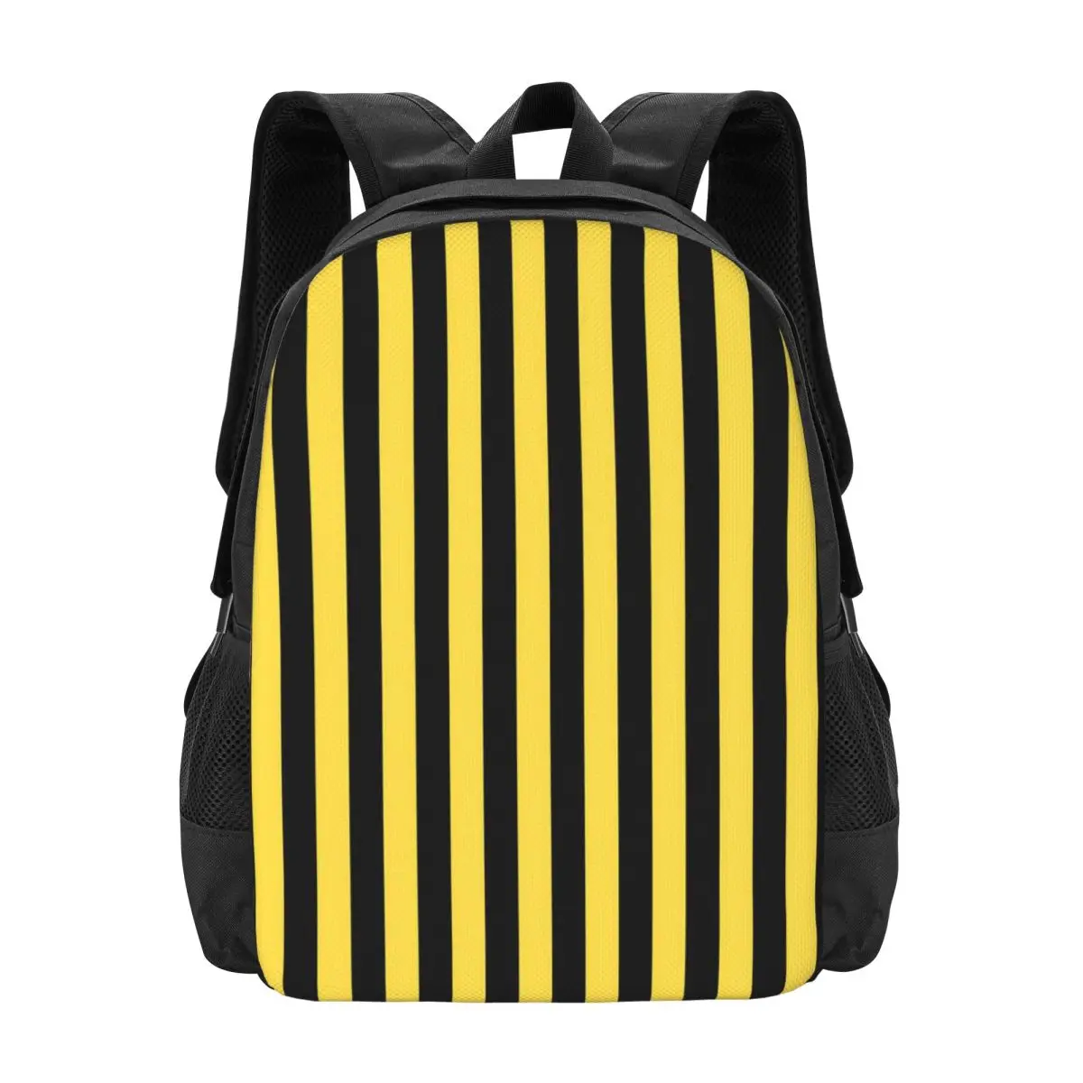 

Vertical Striped Backpack Black And Yellow Workout Backpacks Teen Designer Durable School Bags Streetwear Rucksack
