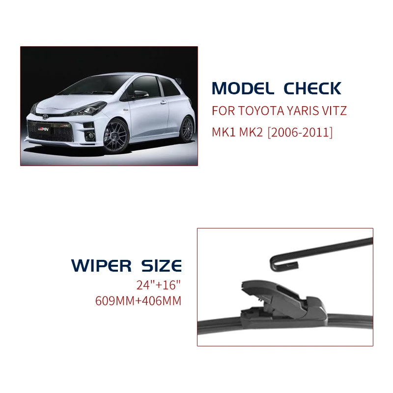 Buy Car Wiper Blade For Toyota Yaris Vitz MK1 MK2 2006 2007 2008 2009 2010 2011 Windshield Wipers Front U J Hook on