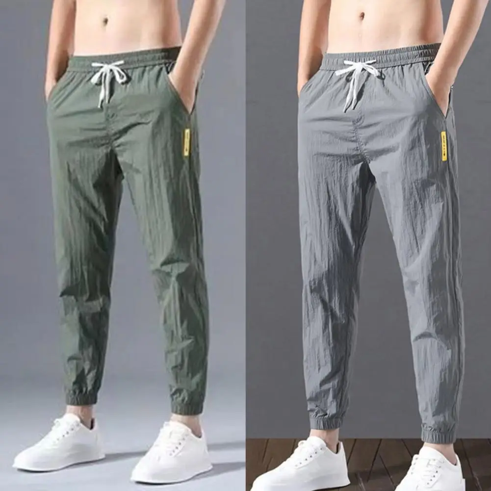 

Daily Sweatpants Drawstring Men Nine-pants Mid-waisted Breathable Loose Cropped Spring Wear Everyday Elasticity Life Trousers