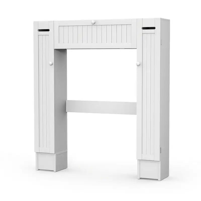 

Over The Toilet Storage Cabinet Drop Door Bathroom White Desk organizer Medicine cabinet with mirror Shelf Shelves Bathroom org