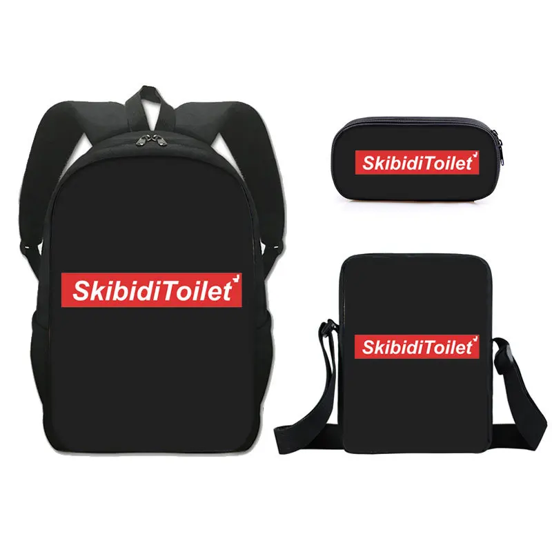 Фото Классический популярный набор школьных сумок Skibidi Toilet с 3D-принтом (3 предмета): рюкзак для ноутбука, повседневный рюкзак, сумка через плечо, пенал. №2
