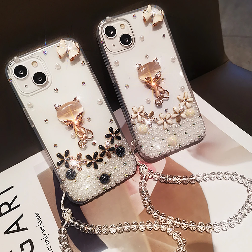 

Luxury Glitter Rhinestone Fox Phone Case For Samsung A73 A72 A71 A70 A60 A54 A 53 52 51 50 42 33 32 31 23 22 21 20 14 13 S Cover