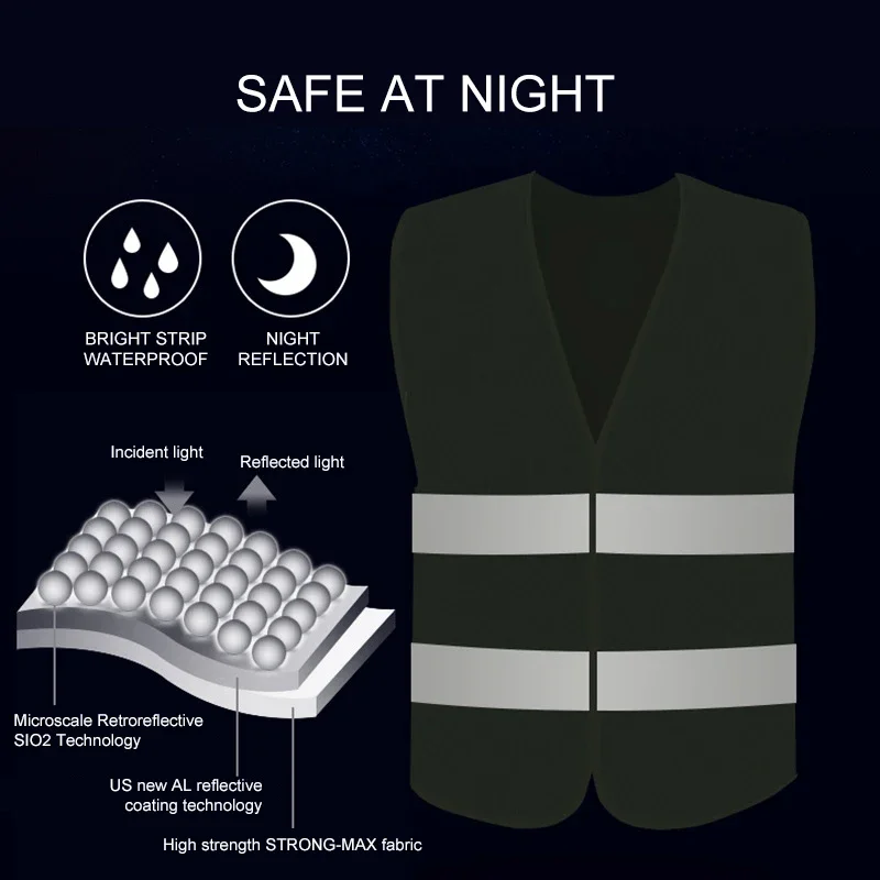 Car Reflective Clothing For Safety Traffic Vest Yellow Visibility High Outdoor Running Cycling Sports
