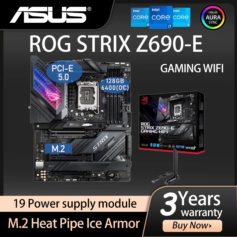 

ASUS ROG STRIX Z690-E GAMING PCIe 5,0 DDR5 128GB LGA 1700 ATX M.2 поддержка процессора Intel 12-го поколения Z690 Gaming