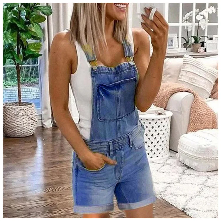 2022 Summer New Style Sexy Fashion Washed Denim Shorts Women Cowgirl Overalls Short Jeans Pants for Women