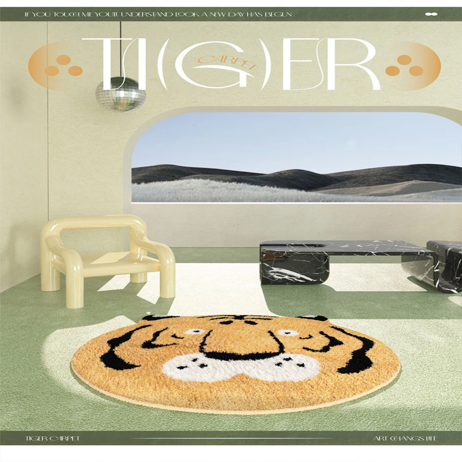 

Cartoon Cute Tiger Cashmere Round Rugs for Bedroom Decor Bedside Carpets for Living Room Home Area Rug Large Soft Lounge Carpet