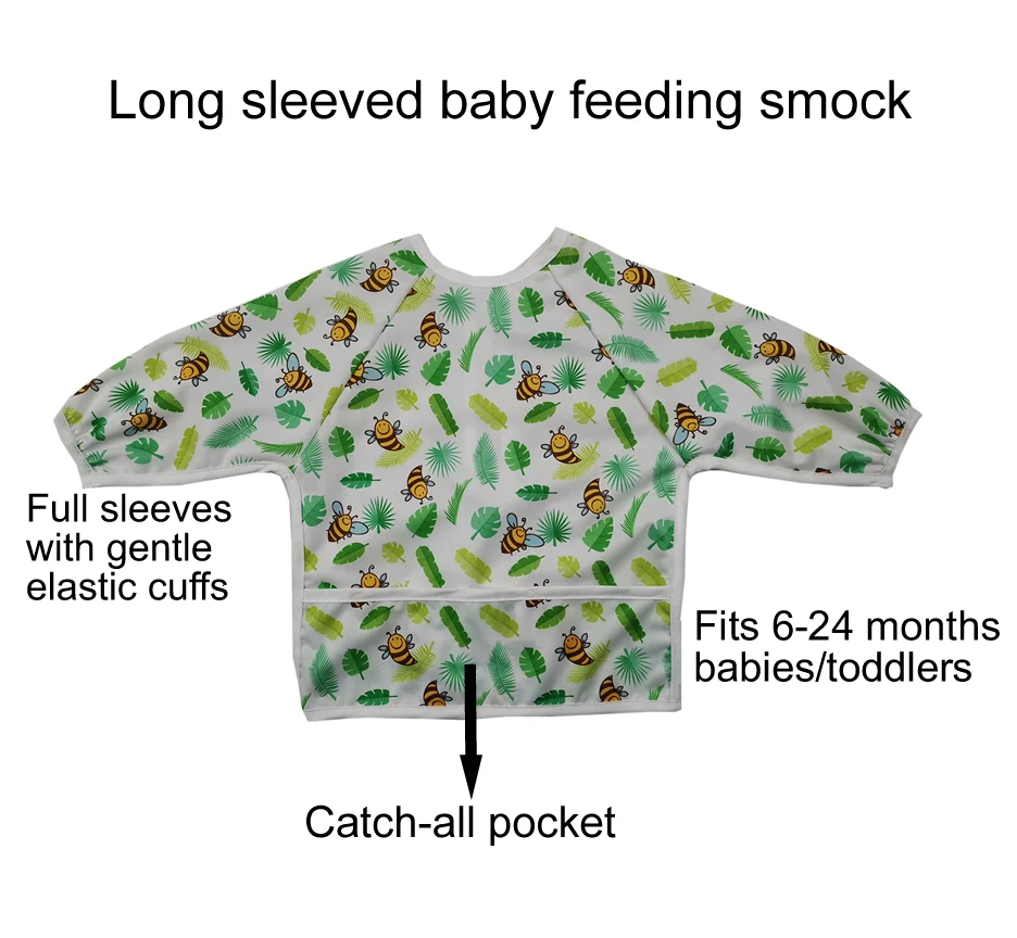 NaughtyBaby Bibs Waterproof Kid Eating Clothing Children's Long Sleeves Feeding Smock Bib Baby Apron cowboy baby Bibs  20pcs/lot