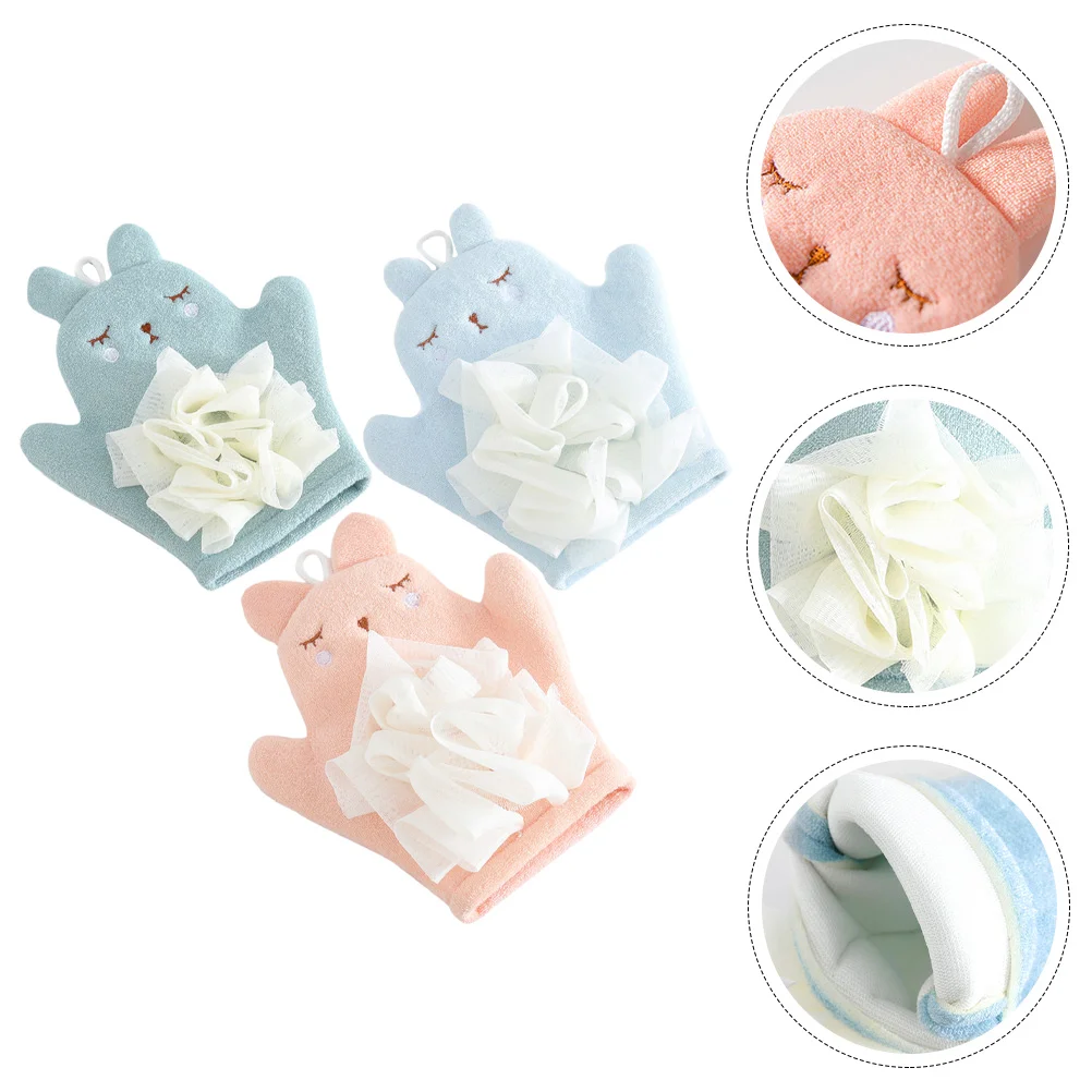 

3pcs Exfoliating Mitt For Bath Sponges Mitt 2-side Shower Mitt Glove