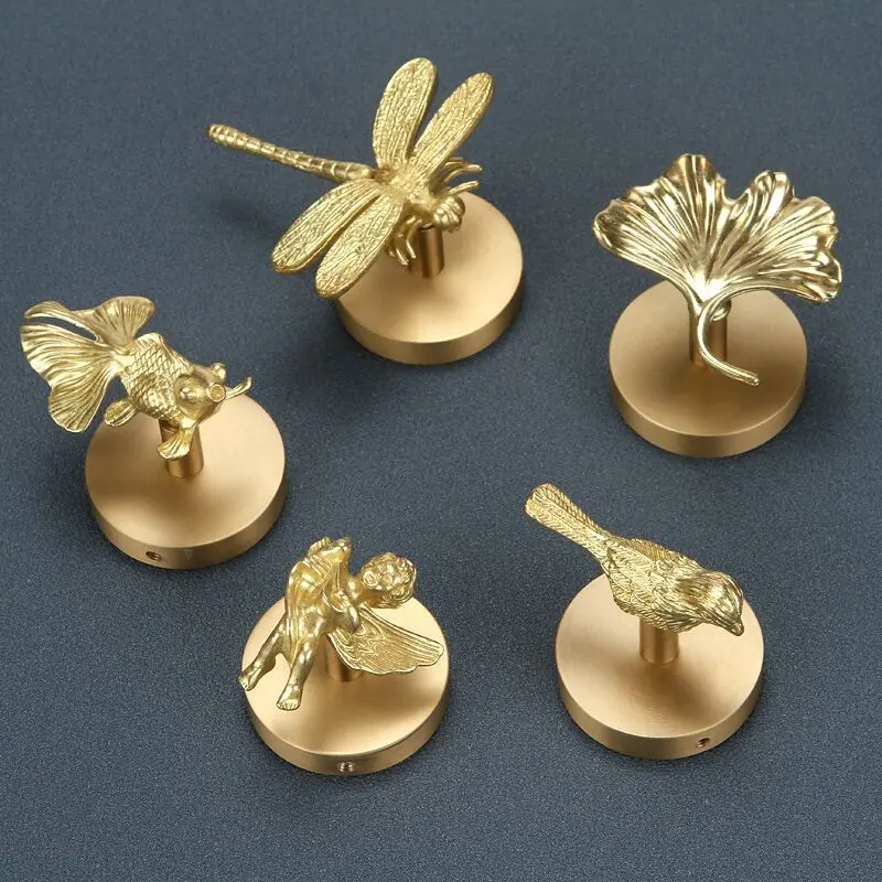 

Luxury Copper Punch-free Sticky Hook Gold Creative Hook Bathroom Toilet Over Door Wall Robe Hanger Wall Hook Coat Hook
