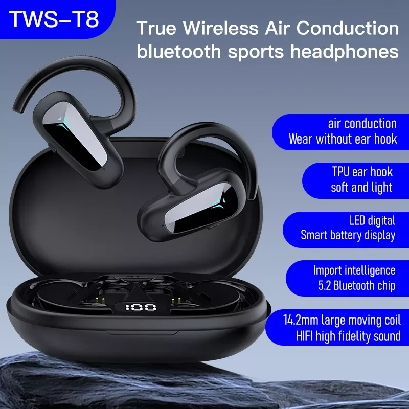 

TWS T8 Bluetooth 5,2 наушники с шумоподавлением IP67 водонепроницаемые беспроводные наушники с микрофоном и светодиодным дисплеем